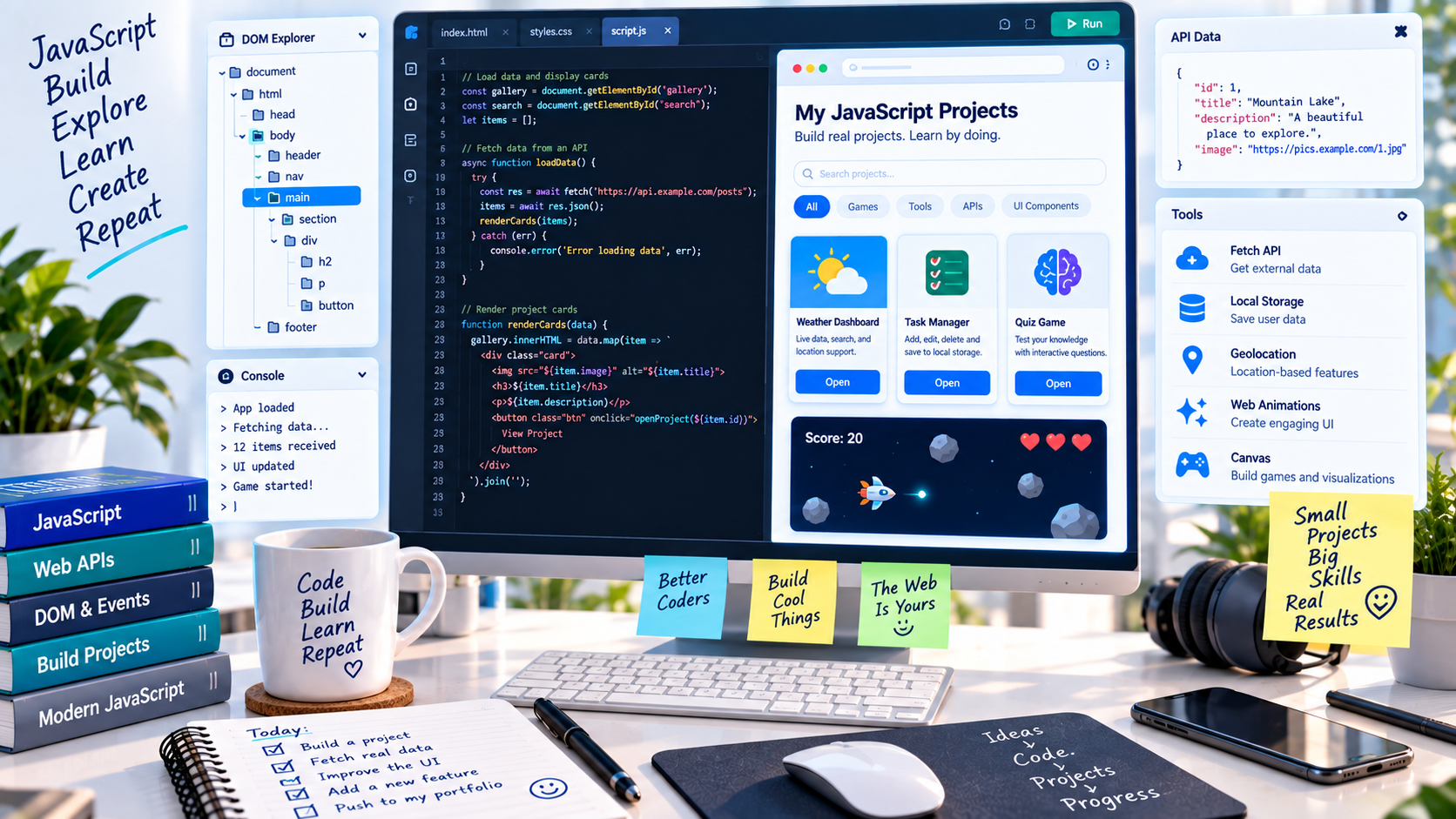 JavaScript code powering interactive browser projects