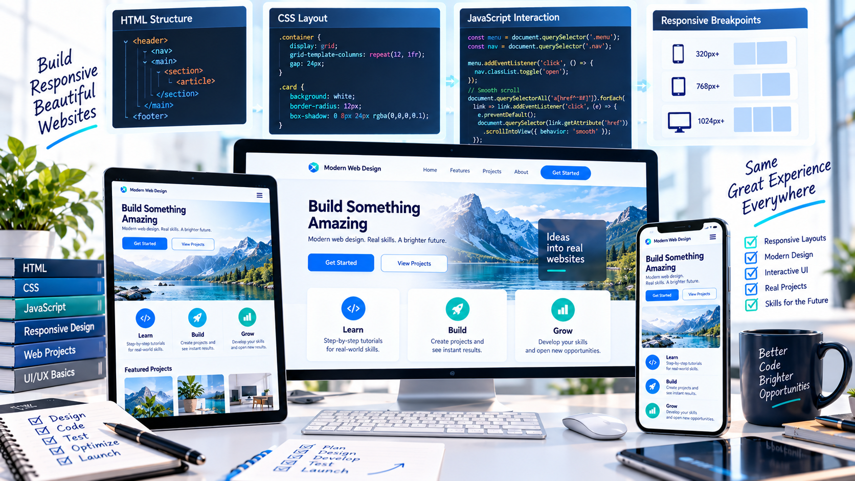 Responsive website displayed across desktop tablet and mobile screens
